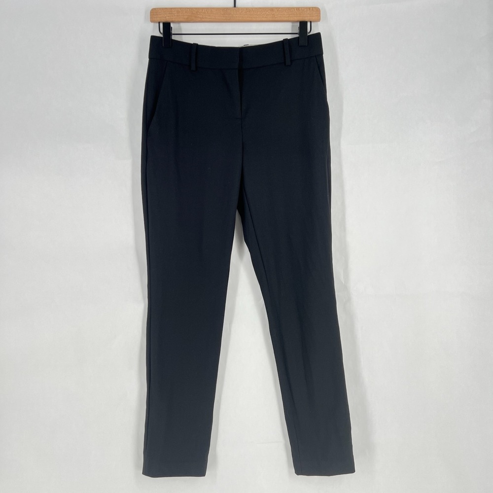 Everlane Dress Pants Womens 0 Black Wool Oxford Mid Rise Formal Wear Tapered Leg
